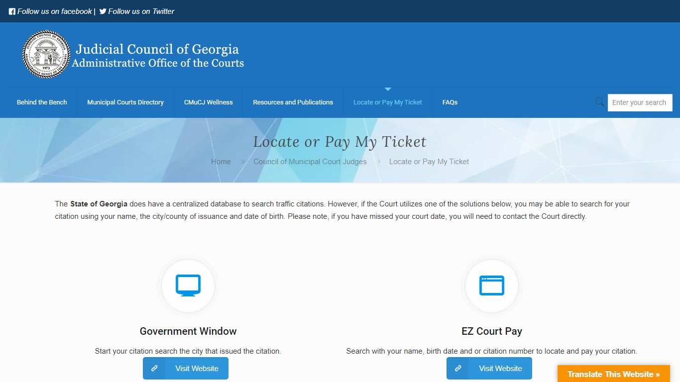 Locate or Pay My Ticket – Georgia Judicial Gateway